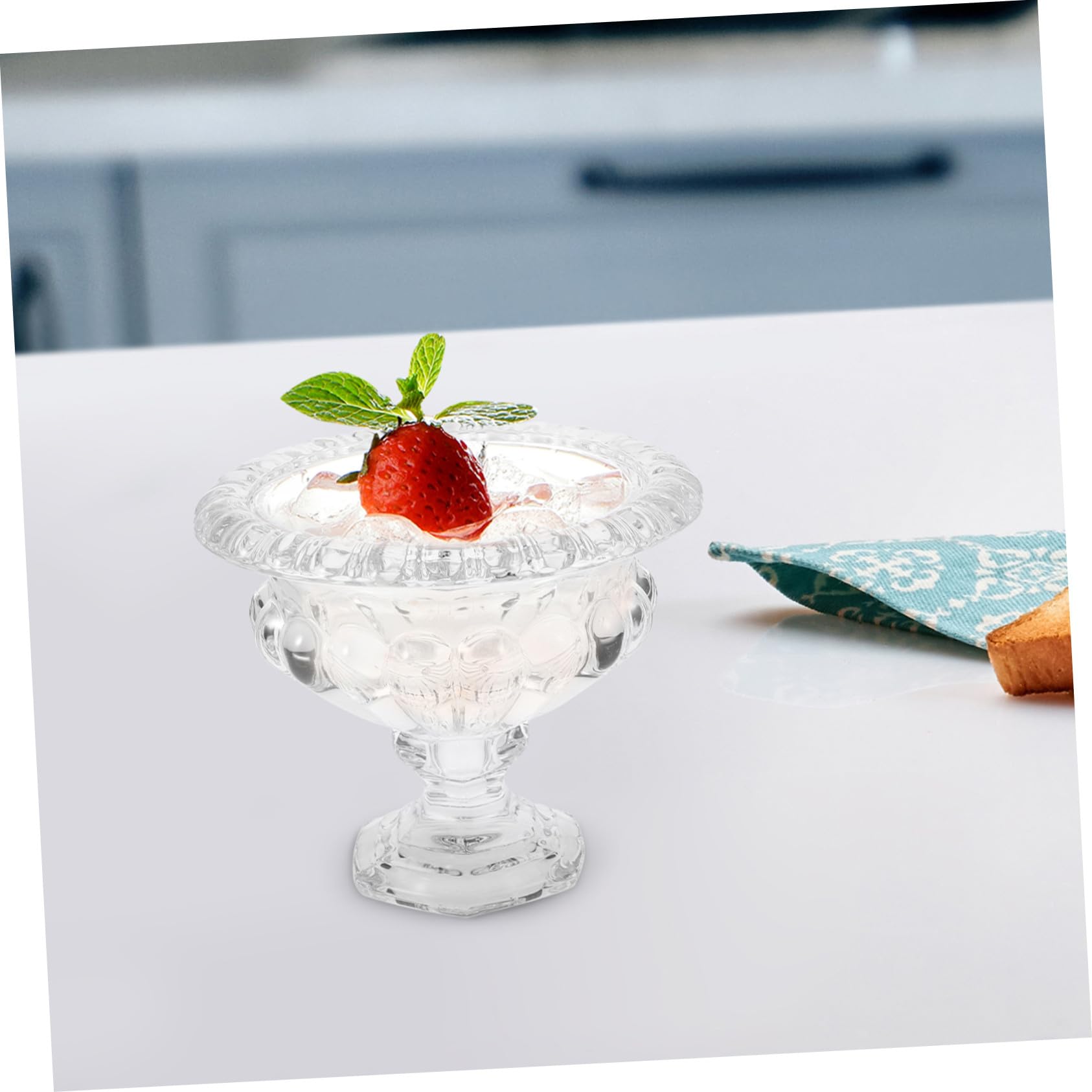 Lurrose Coppe Gelato in Vetro Stile Europeo Base, per Dessert | Atmosfera Estiva, Glass Fruit Bowls, Glass Ice Cream Bowls, Parfait Cups