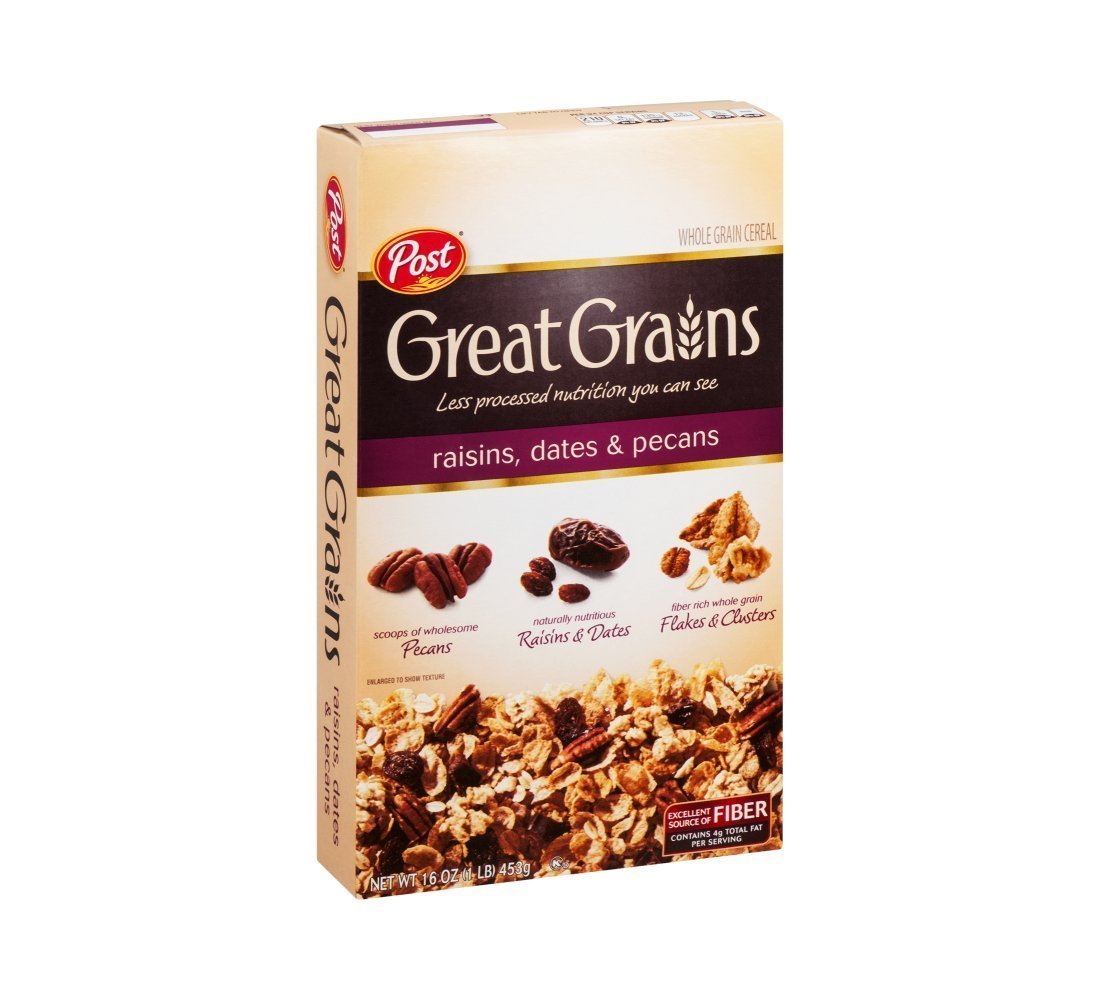 Post Selects Great Grains Raisins, Dates & Pecans Whole Grain Cereal 16 oz (Pack of 12)