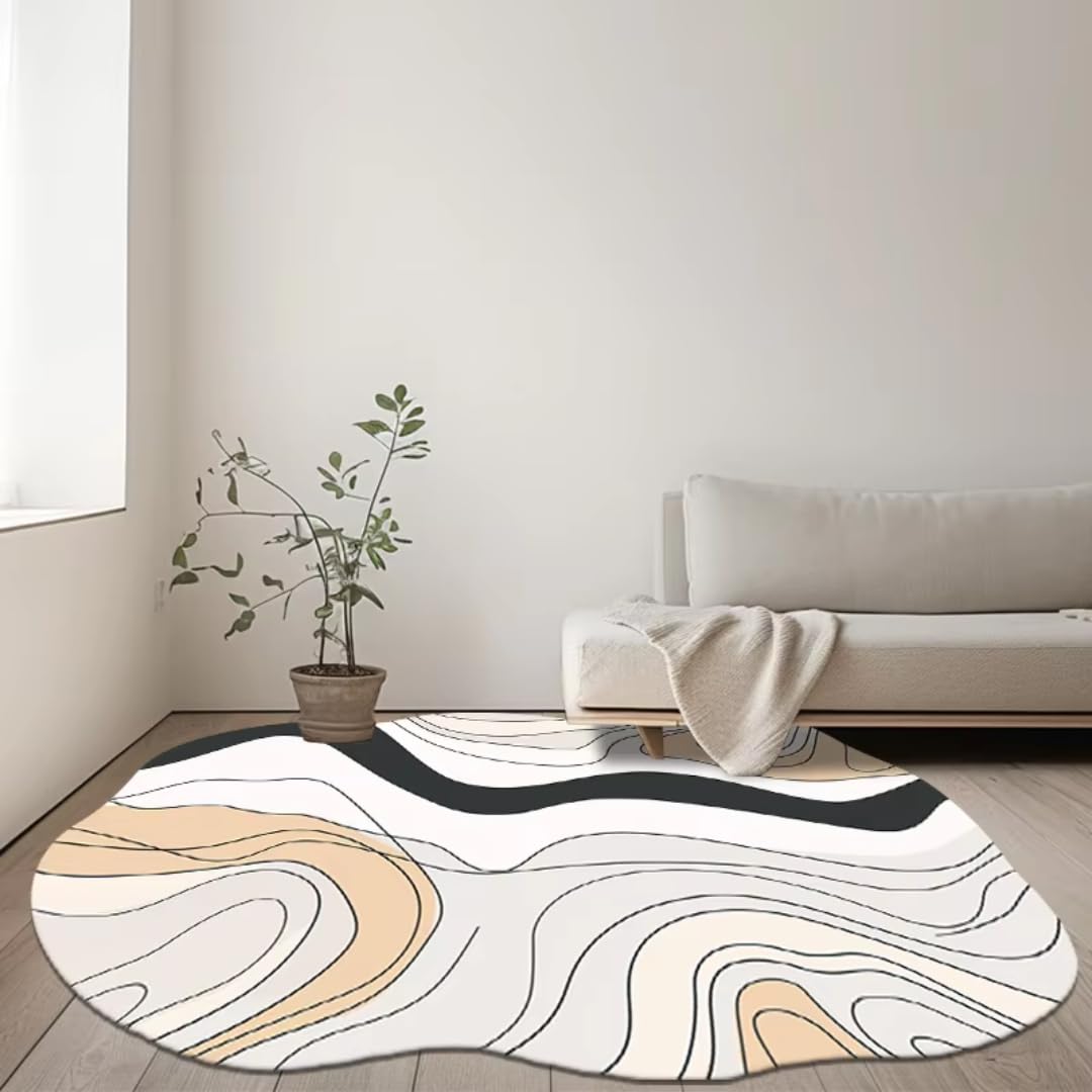 Grand tapis de salon moderne lavable et flanelle douce haute densité