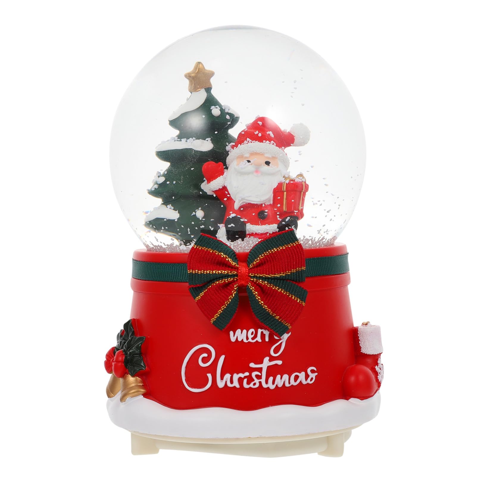 iplusmile Caja de Música Bola de Cristal Navideña Roja, de Resina y Vidrio, Luminosa y Giratoria, con 3 Pilas AAA No Incluidas, Cumpleaños y Navidad