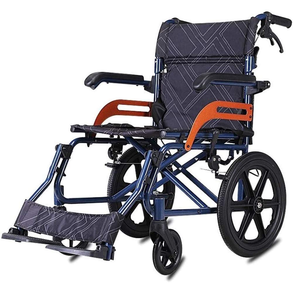 SXSLTSA Lightweight Transport Mobile Wheelchairs Folding Lightweight, with Flip Up Armrests Travel Lightweight Transport Mobile Wheelchairs Handbrakes Foldable Backrest (Black)