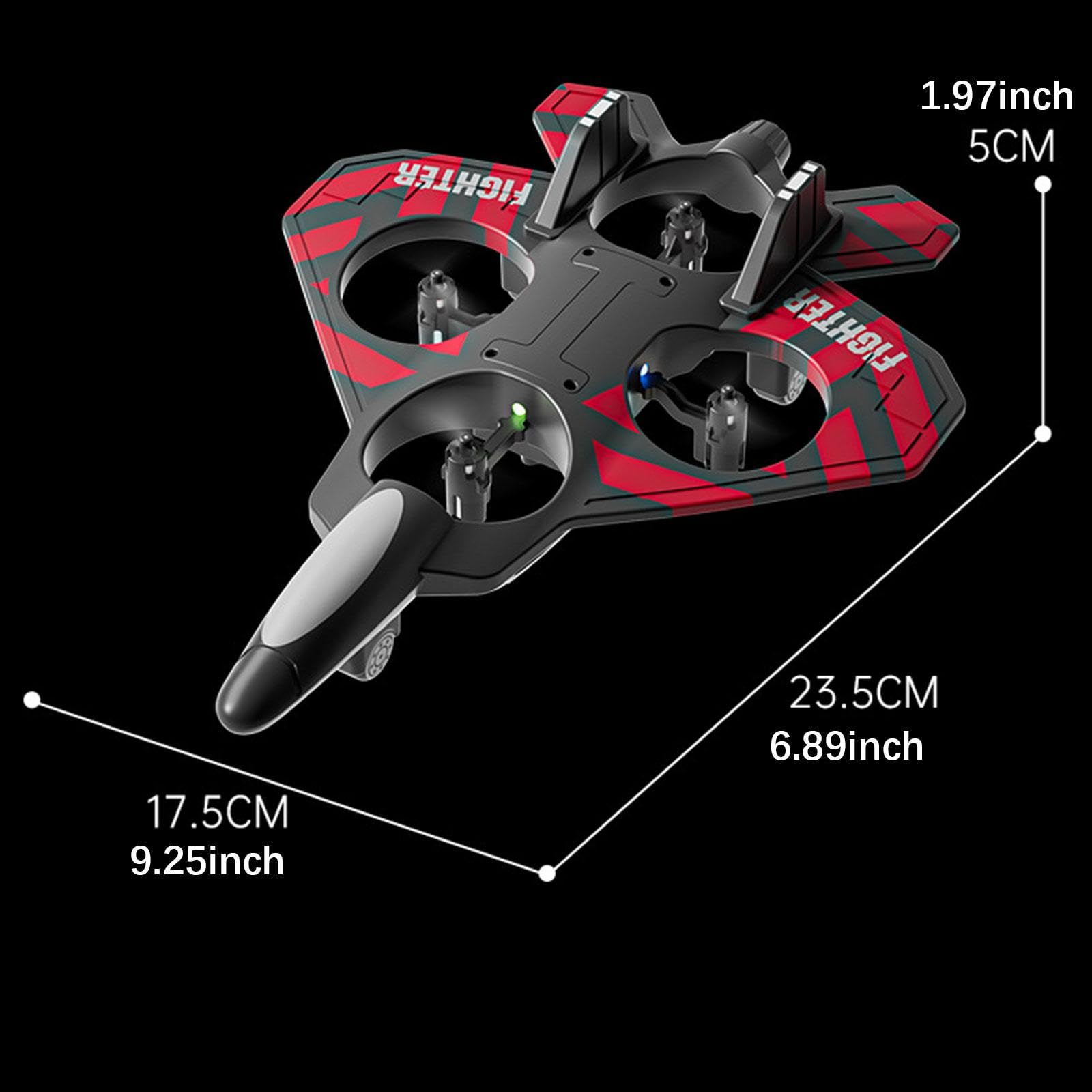 1 Pezzo Aeroplano Radiocomandato RC Plane Hobby Glider Elicottero Quadcopter Telecomando Struttura Robusta Funzione velocità Doppia Regolabile Illumin, Rosso con 3 Batterie