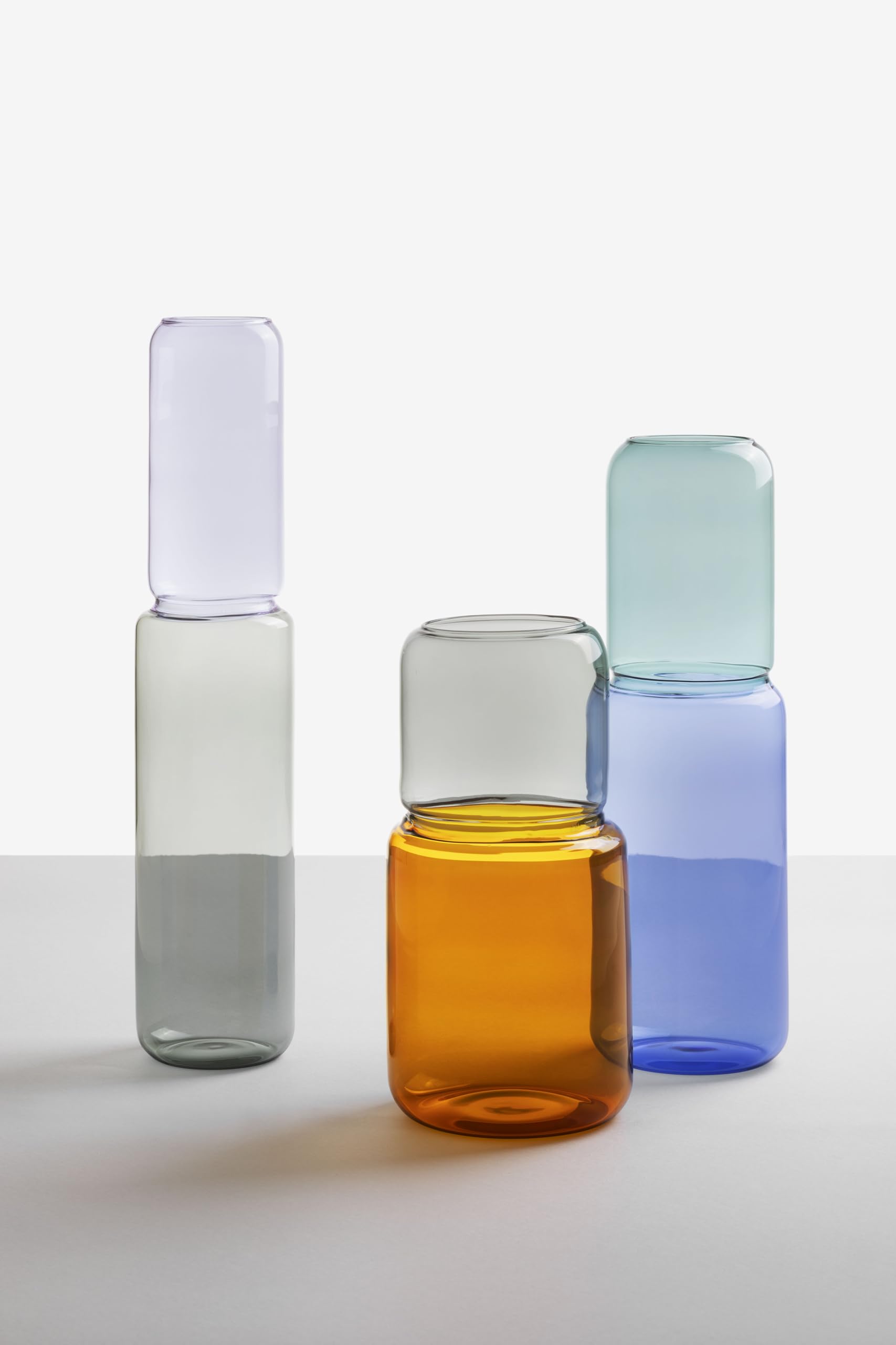 Ichendorf Milano Vaso Petrolio/Blu | Collezione Revolve | D11 x H35 cm | Vetro Borosilicato | Fatto a Mano
