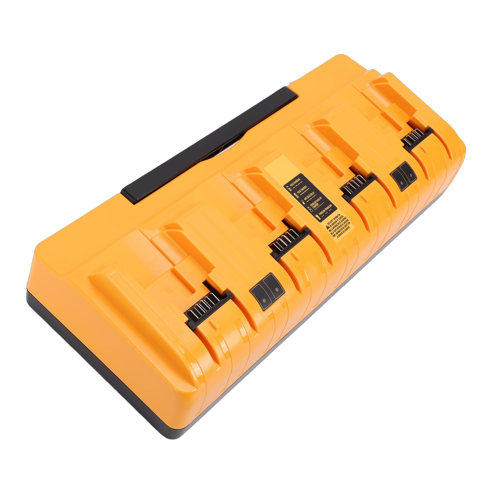 Fafeicy Estación de Carga de Baterías, Base de Carga Rápida de 3 A para Múltiples Baterías, Color Amarillo, Compatible con DCB104, DCB127 y DCB182, 4 Puertos, Material ignífugo. (Enchufe de la UE)