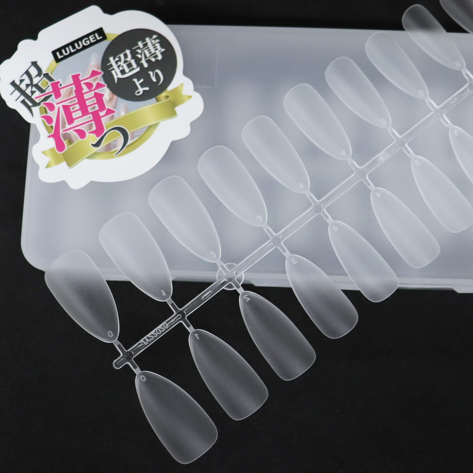 LULUGEL【根元極薄タイプ】 ネイルチップ ロング ポイント（アーモンド風）つけ爪 長さ出し｜自然なフィット感・段差目立たない・サンディング加工済み｜300枚入り【ポイントロング】