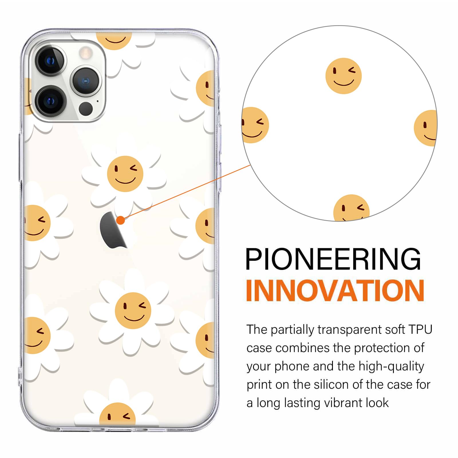 Yoedge 2 Pezzi Cover per iPhone 14 Pro 6,1", Fiori colorati Ultra Sottile Trasparente Morbida TPU Custodia in Silicone Antiurto Antigraffio Protettiva Case con Disegni per Donne per iPhone 14 Pro - Vista 3