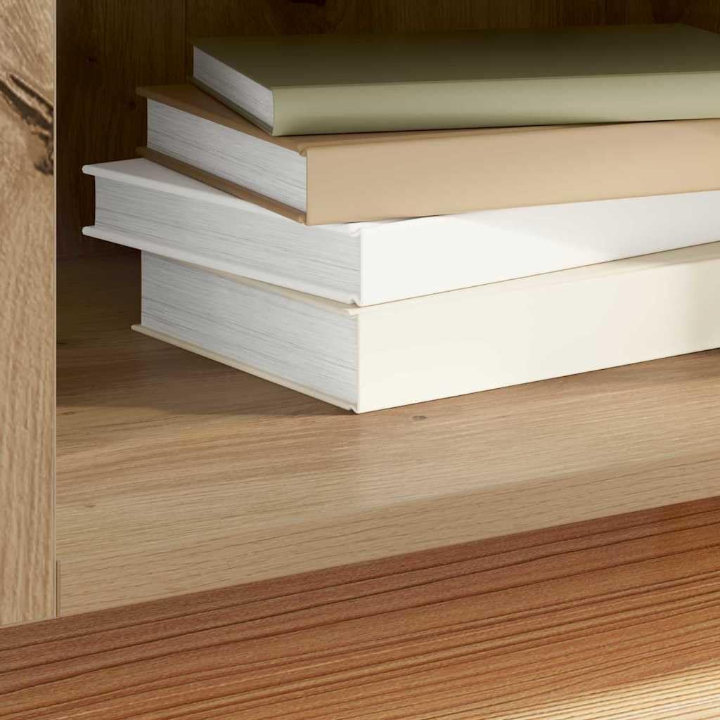 Armadietto per dischi in rovere Artisan con mensola in legno e ferro, 121 x 38 x 48 cm, con 2 ante, ampio spazio per vinile, CD, DVD, fono
