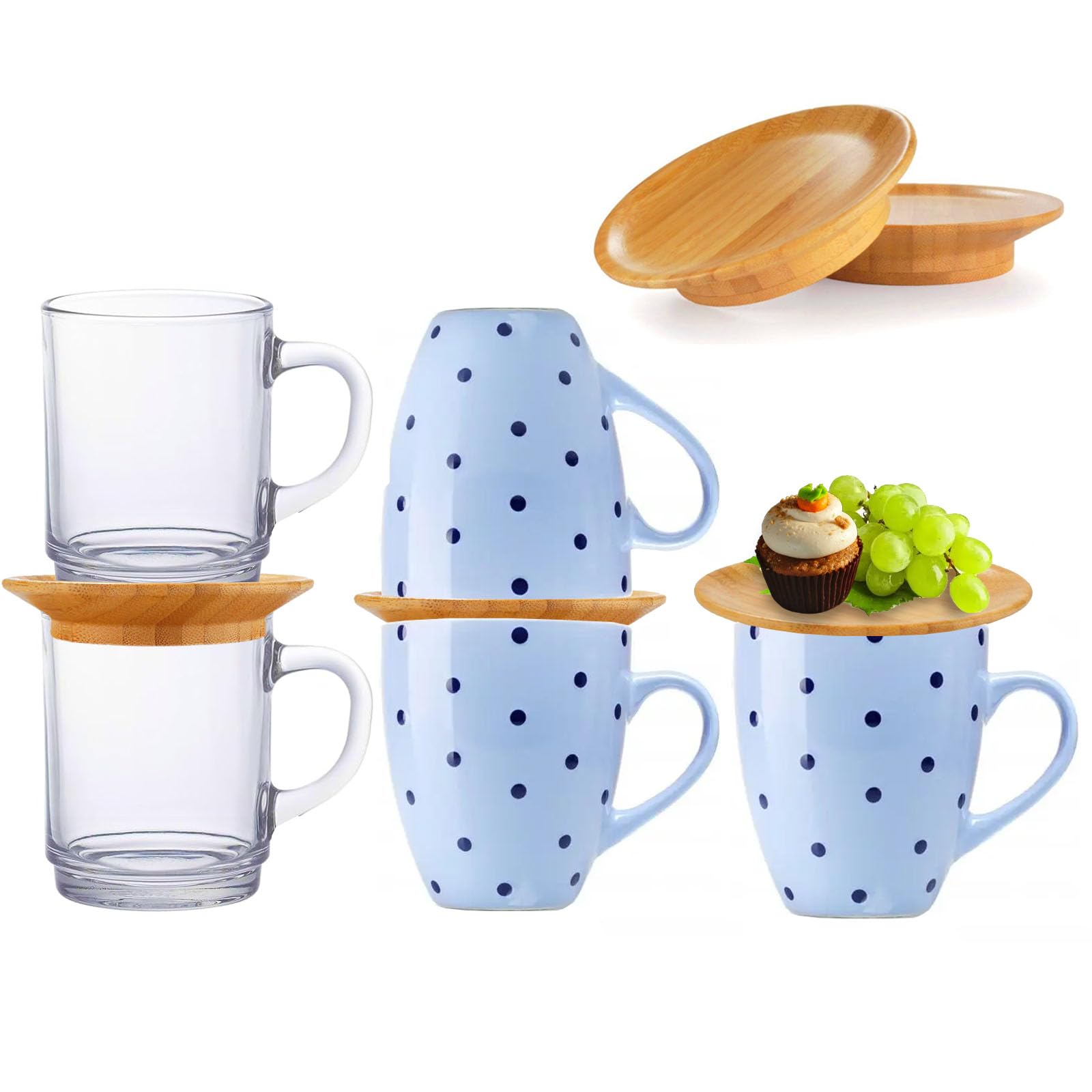Mug Separator | 3in1 Mini Charcuterie Boards | 2024New Bamboo Cup Covers | Safe for Tea, Coffee, and Red Wine, Easy to Use and Space-Saving