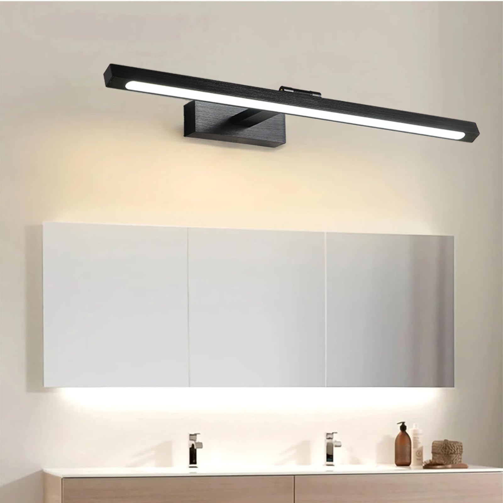 LED Spiegelleuchte Bad Wandleuchten Drehung Einstellbarer Winkel Wandbeleuchtung Bildbeleuchtung Aluminium Wasserdicht Wandleuchte Wohnzimmer Schlafzimmer Schminktisch (Schwarzes Neutrales Licht,40cm)
