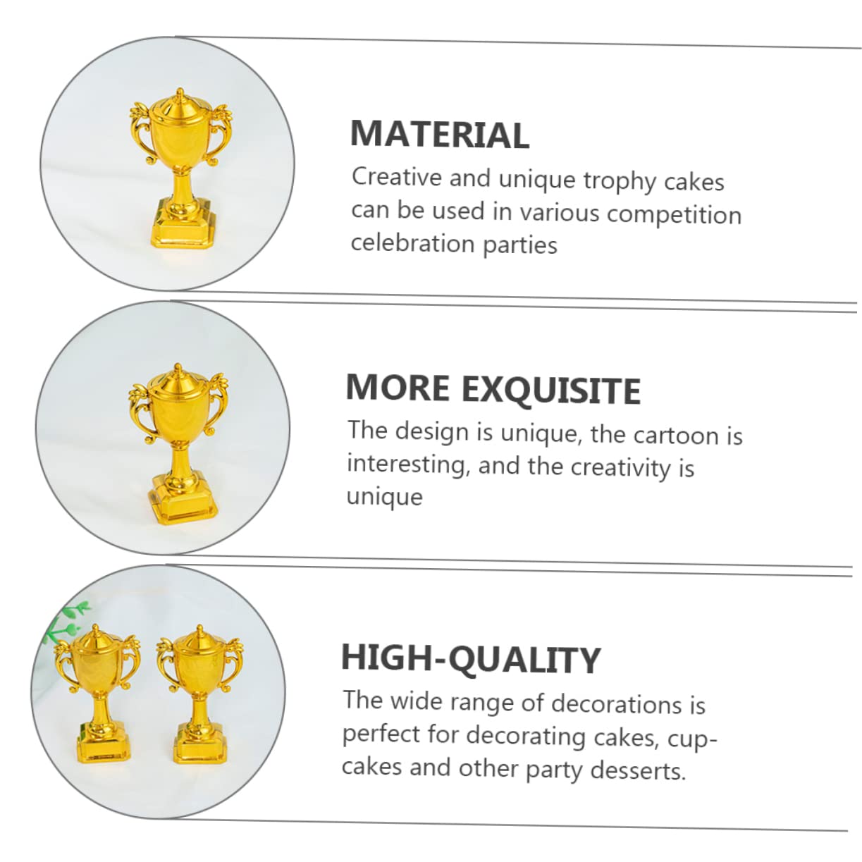 HONMEET Trophy Shaped Cake Topper Gold Mini Trophy Cupcake Picks for Competition Celebration Party Decorations 3.35X1.97 Inch Non-Edible - Image 4