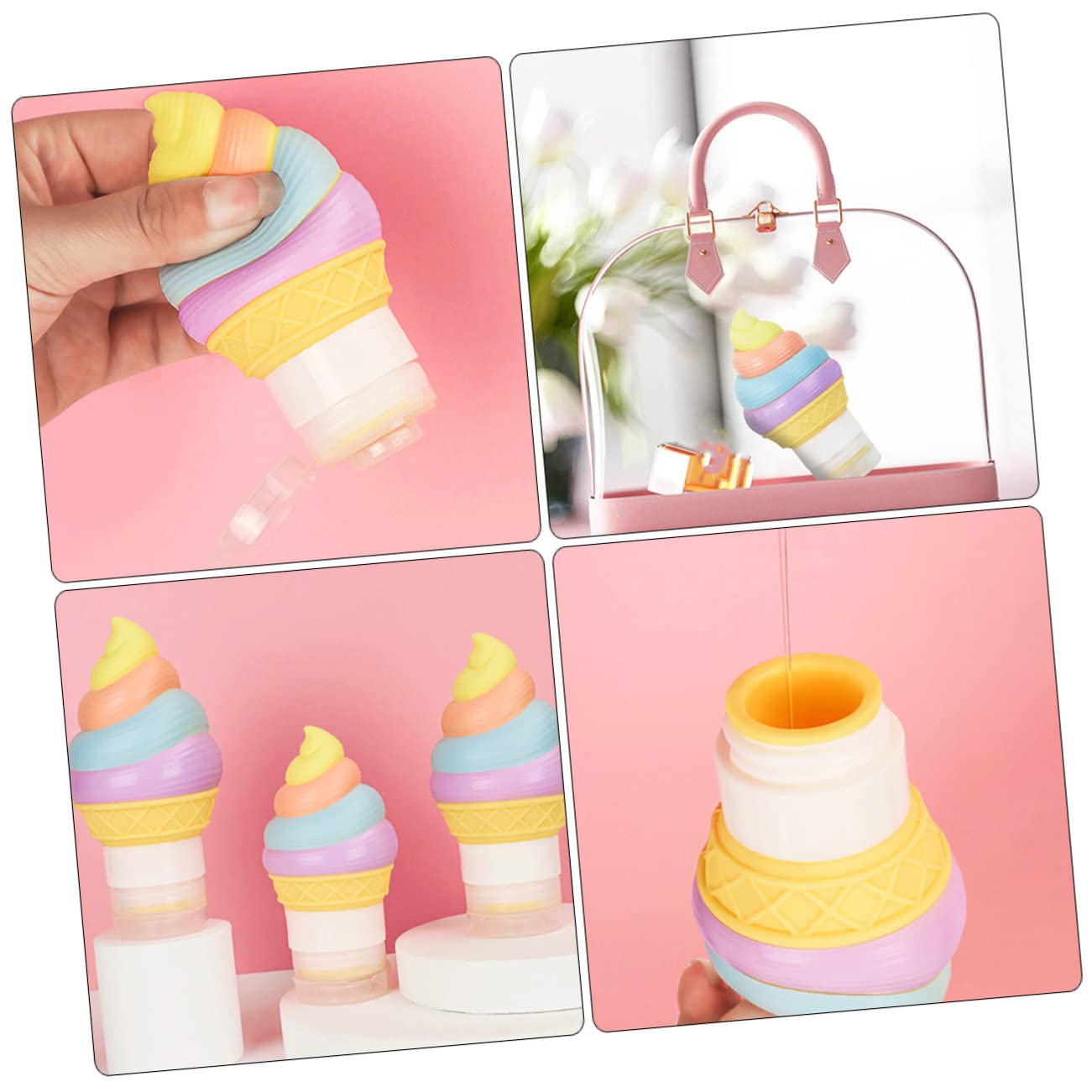 Housoutil 9pezzi Bottiglie Da Viaggio Silicone Da Contenitori Squeeze Per Shampoo e Lozioni Impermeabili e Leggeri Per Toiletries Durante Viaggi