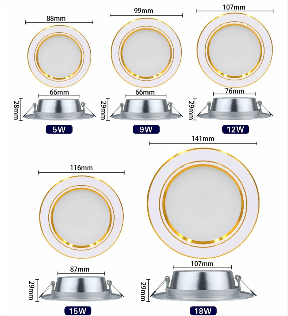10 unids/lote Focos LED 5W 9W 12W Luz de techo LED 15W 18W Panel de luz LED redondo empotrado 220V Luz de punto LED-Warm_White_12W