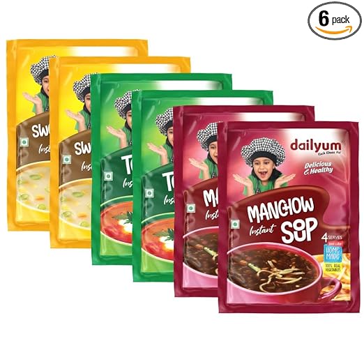instant | Regular | 2 Manchow Soup 50g | 2 Tomato Soup 50g | 2 Sweet Corn Soup 50g | Natural | No MSG | Combo Of 6