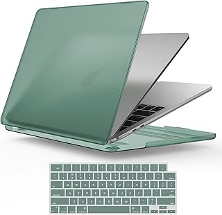 IBENZER Compatible with M2 2023 2022 MacBook Air 13 inch case, Model A2681, Hard Shell Case&Keyboard Cover for New M2 Mac Air 13.6 in with Touch ID, Midnight Green, CA-AT13-KK-MTGN+1
