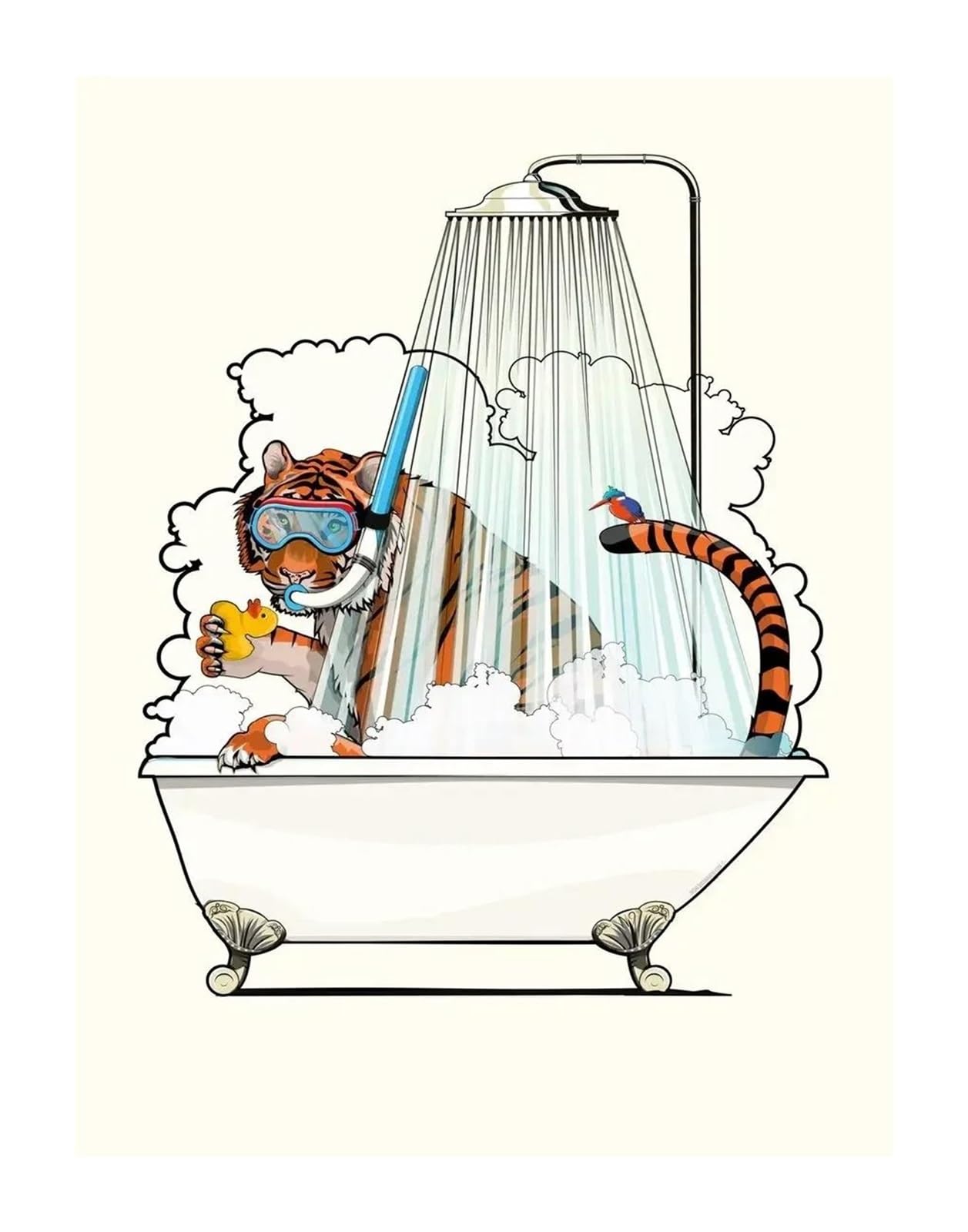 BYAMBD Aesthetic Pictures Jungle Animal Bathtub Plant Wildlife Shower Aesthetic Posters Prints Wall Art Canvas Painting Pictures Living Room Home Decor(G,40x50cm)