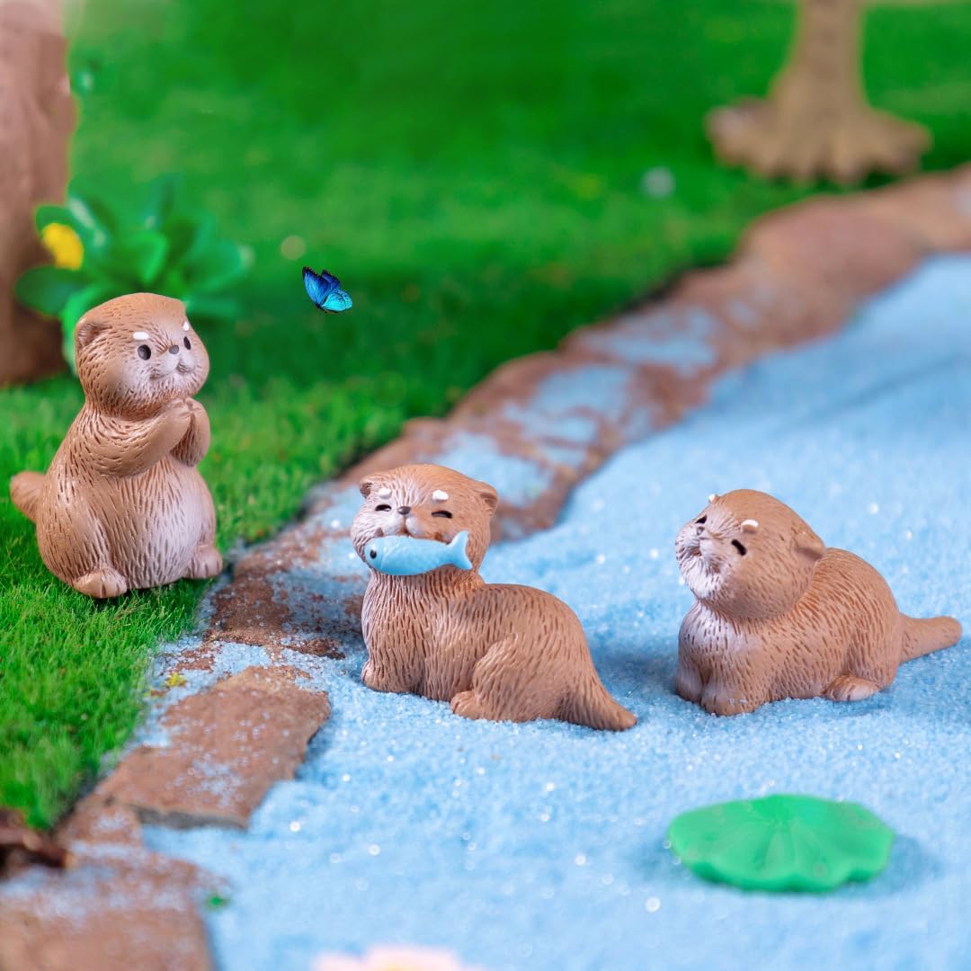 49 Pcs Mini Resin Animals Miniature Otters Figures Resin Otters Cake Toppers for DIY Fairy Garden Moss Landscape Cake Decoration - Image 6