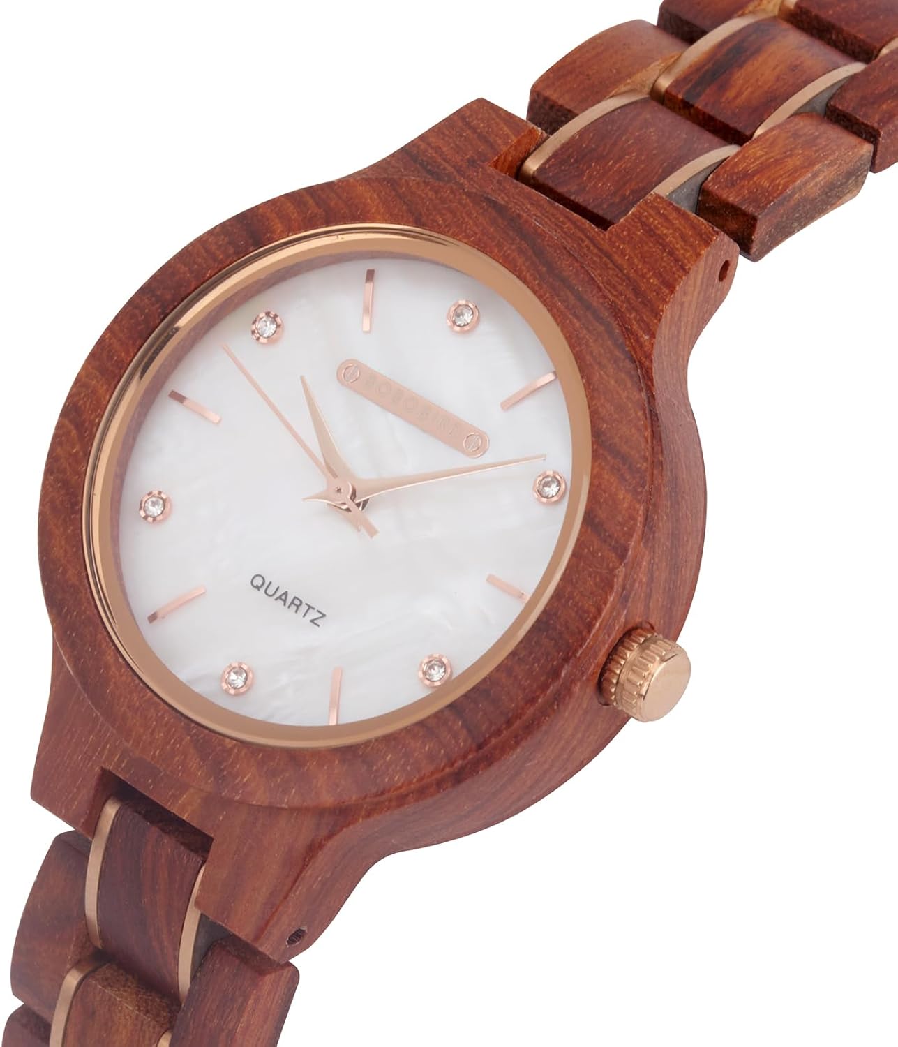 BOBO BIRD Women's Wooden Watches | Analog Watch | 35mm Case | Hardlex Crystal | Folding Clasp with Mother-of-Pearl Dial for Ladies