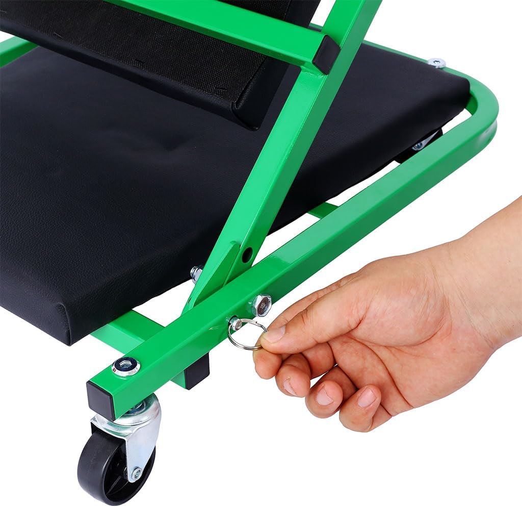 36" Mechanic Creeper and Rolling Stool, Convertible Z Creeper Seat with 6 Swivel Casters, 300 lbs Capacity Steel Frame Garage Chair for Auto Repair Shop Maintenance,Green