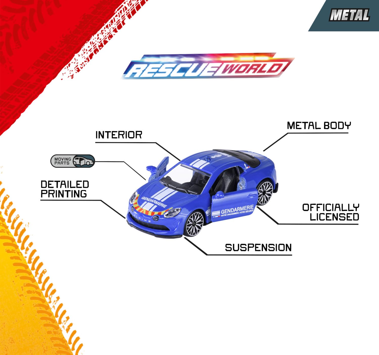 Majorette Auto Rescue World – 1 Véhicule D'Intervention En Métal – Sélection Aléatoire Parmi 6 Modèles – Dès 3 Ans