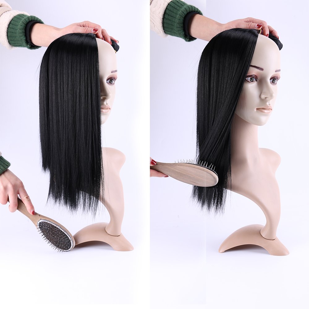 1 Bundles Yaki Straight Hair Extensions Kinky Straight Synthetic Weave Imitation of Human Hair Natural Black (yaki 16inch)