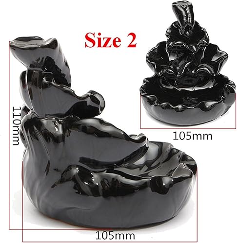 Miniatura 3 de Soporte para incienso en cascada, quemador de incienso de cerámica, hecho a mano, de cerámica, con 10 conos de incienso de reflujo