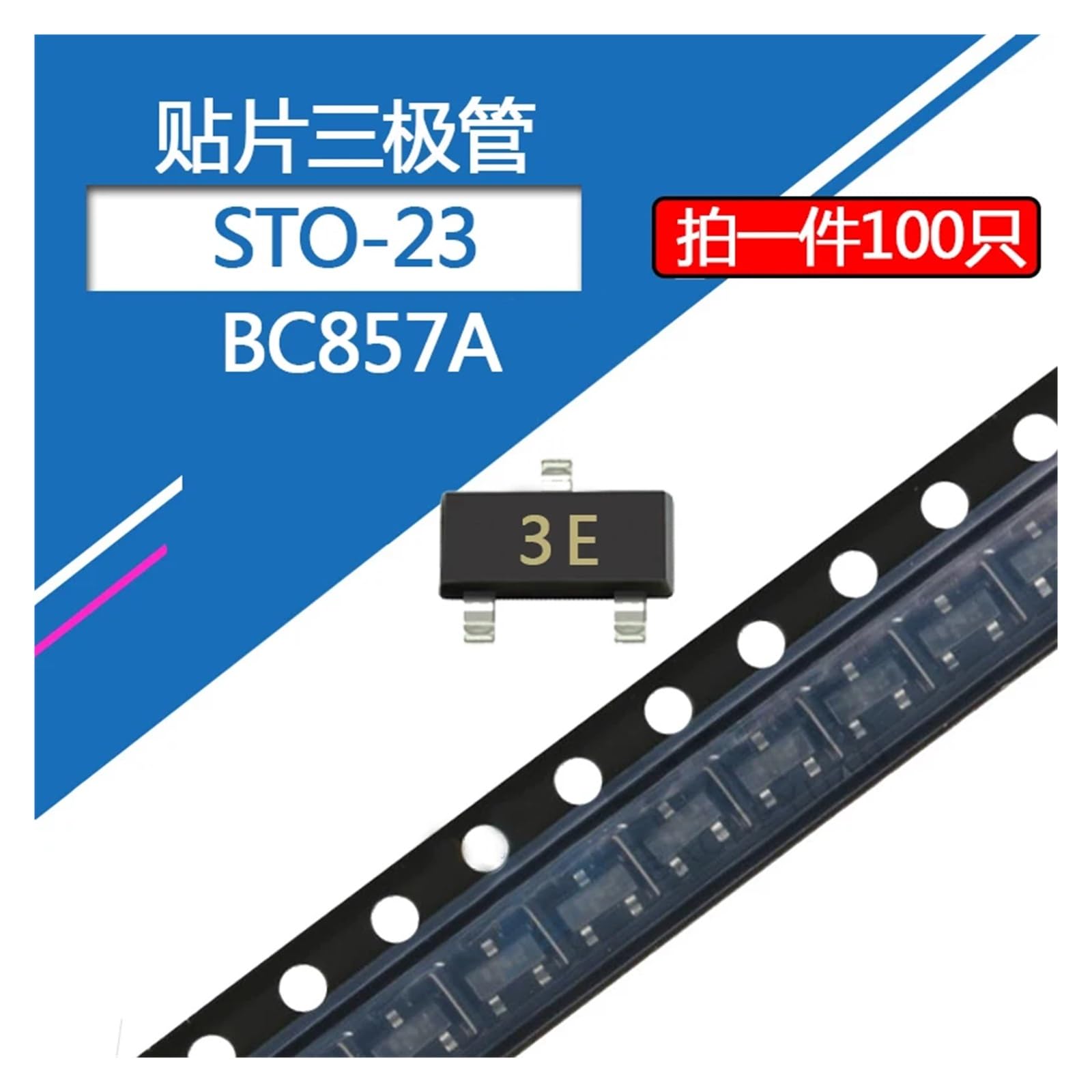 Reland Sun 100 Pezzi Transistor BC857B SOT23 SMD - Componenti Elettronici, Nuovi