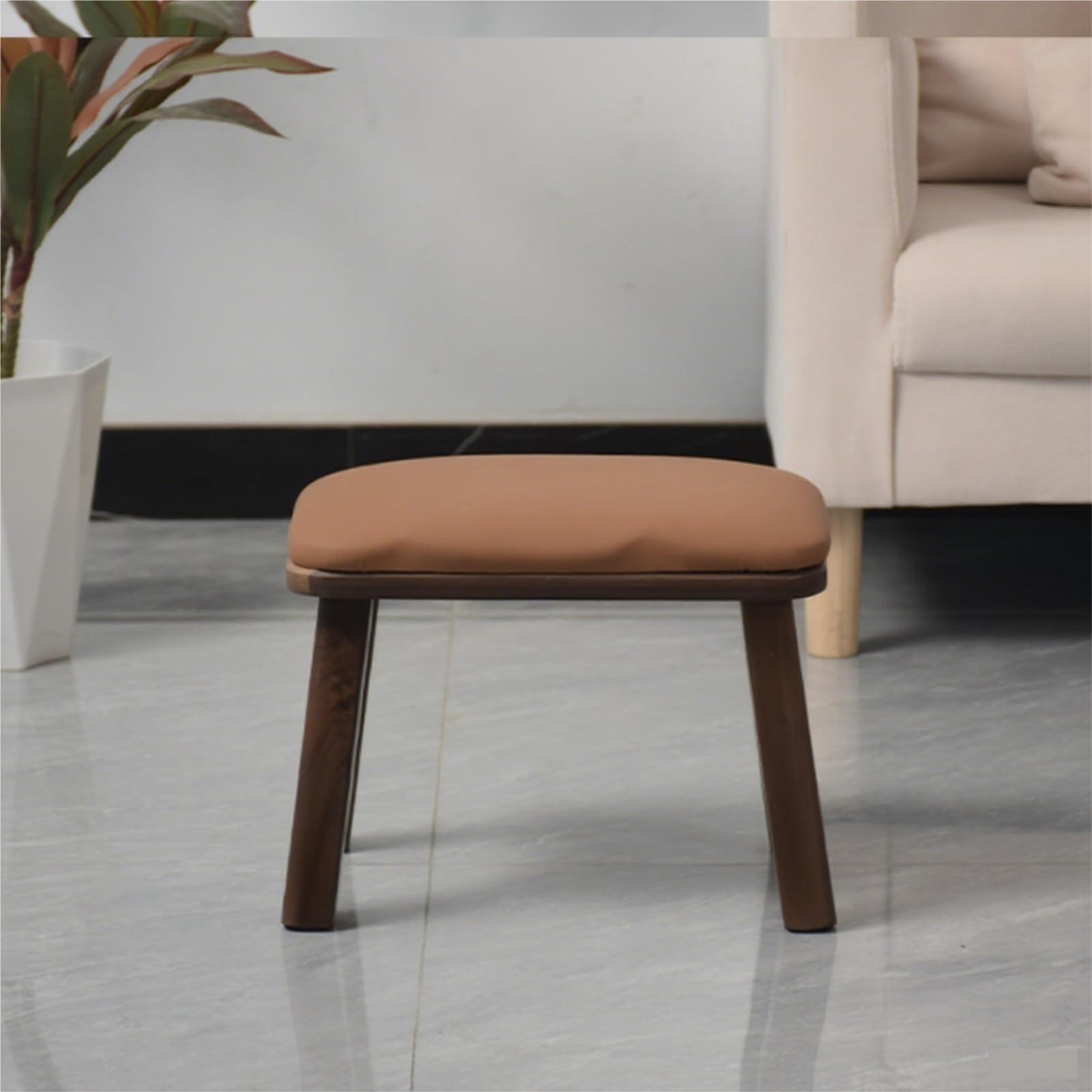 Pouf Poggiapiedi Poggiapiedi in Legno Massello, Sedia Imbottita Quadrata, Panca for Cambiare Le Scarpe Accessorio per Casa