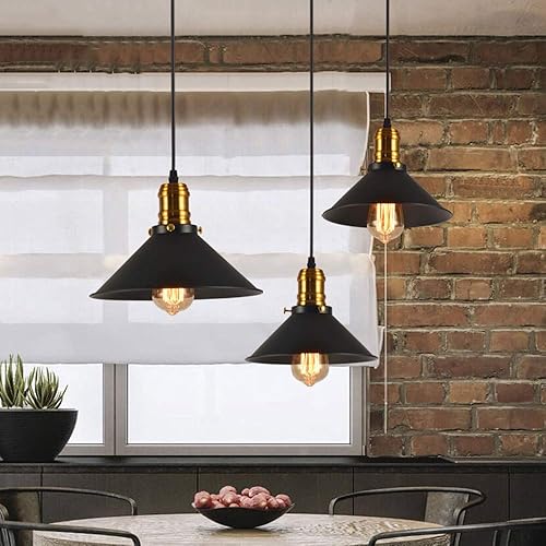 Miniatura 2 de Lámpara colgante de cuerno ajustable, lámpara de hierro retro para sala de estar, restaurante, cafetería y espacios de loft (diámetro 14.2 in)