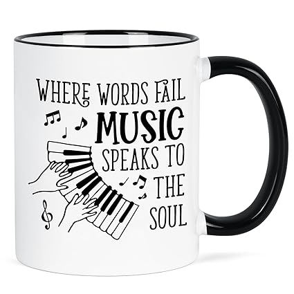 YHRJWN Music Teacher Appreciation Gifts, Where Words Fail Music Speaks to the Soul Mug, Music Teacher Gifts for Women, Men, Music Themed Gifts for Music Lovers, Friends, Musicians, 11 Oz