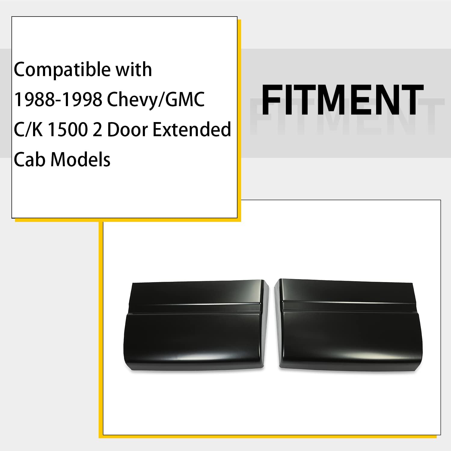 KUAFU Cab Corners Rust Repair Panel Pair Compatible with 1988-1998 Chevy Chevrolet/GMC C/K 1500 2 Door Extended Cab Electrophoresis Steel Set of 2