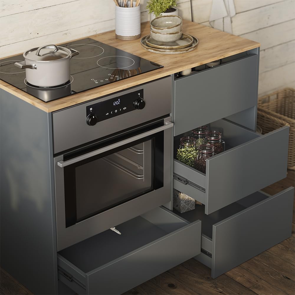 Vicco Mobile per forno Viktor, Antracite/Rovere dorato, 116.8 cm con 4 pratici cassetti