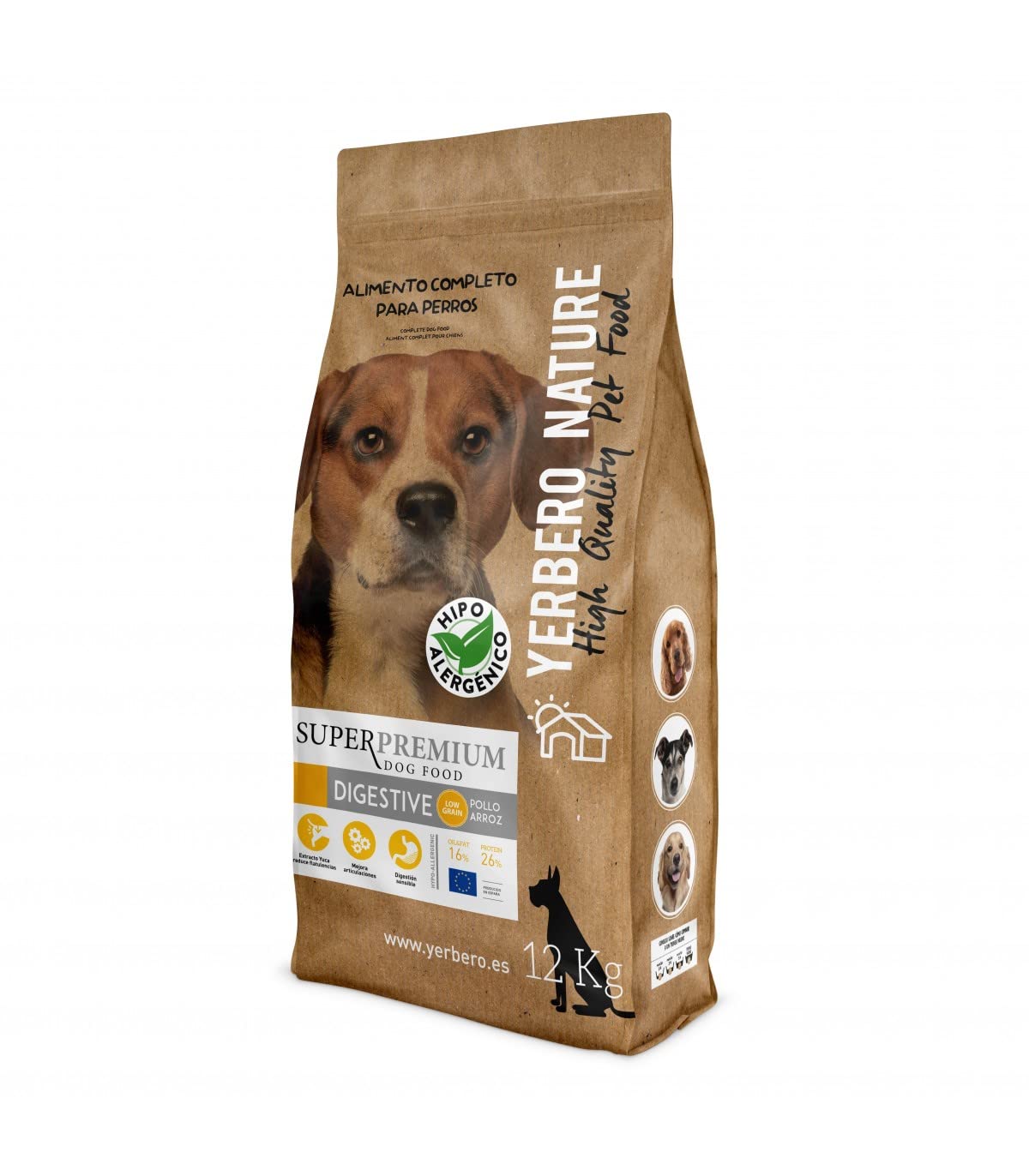 Yerbero Nature Digestive Nueva Formula Low Grain Comida Hipoalergénica para Perros 12kg