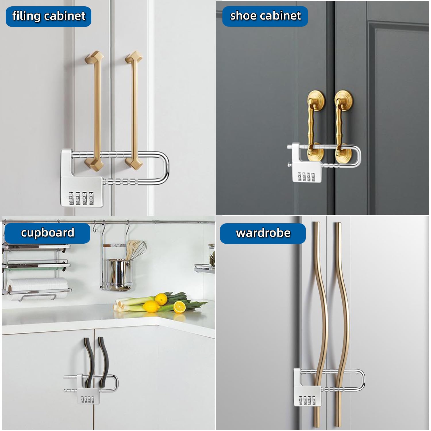 Padlock Combination Combination Cabinet Lock - 4-Digit Padlock With ...
