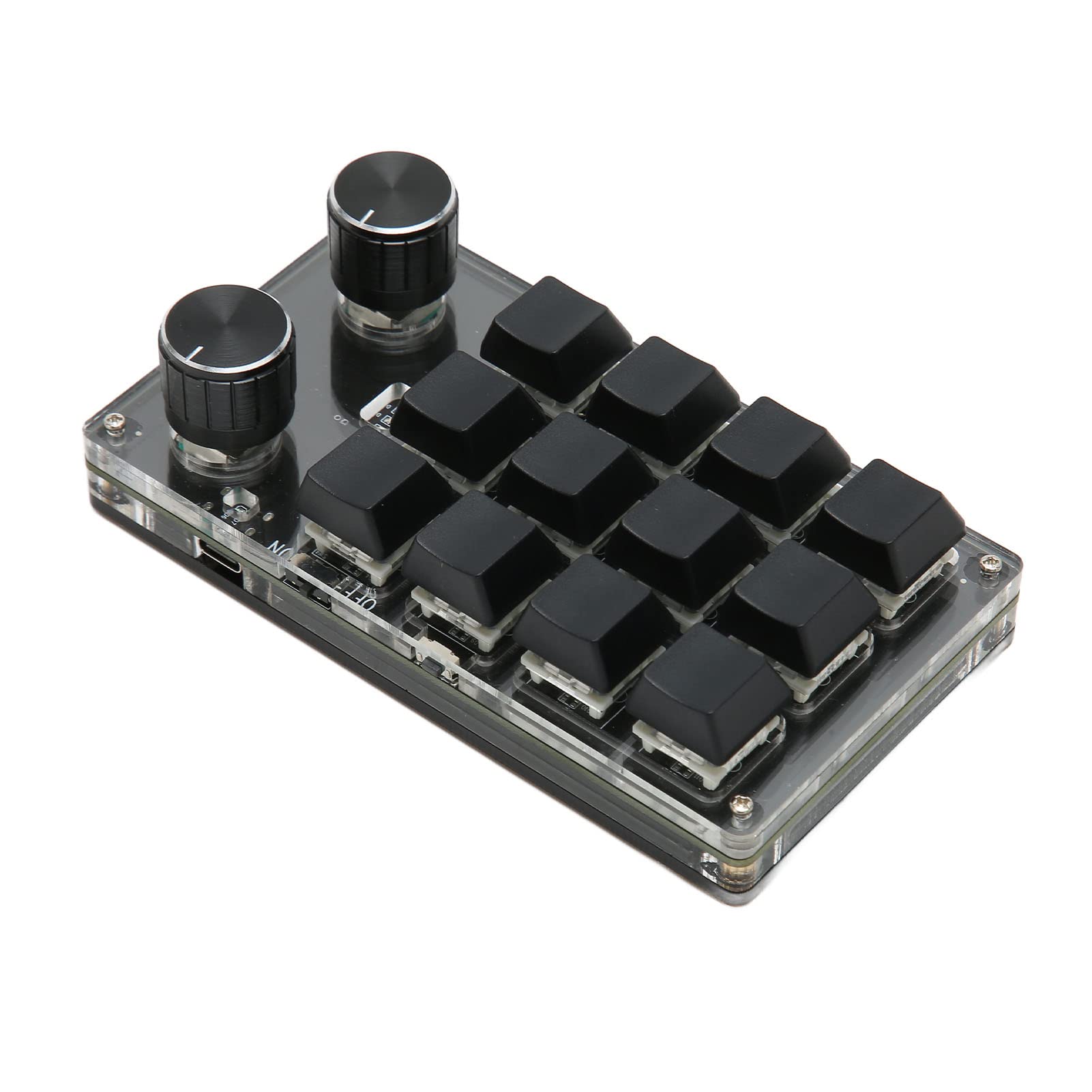 Mini Keypad, 12 Keys Gaming Keypad Widely Used 2 Knobs for Editing (Black)-image-42