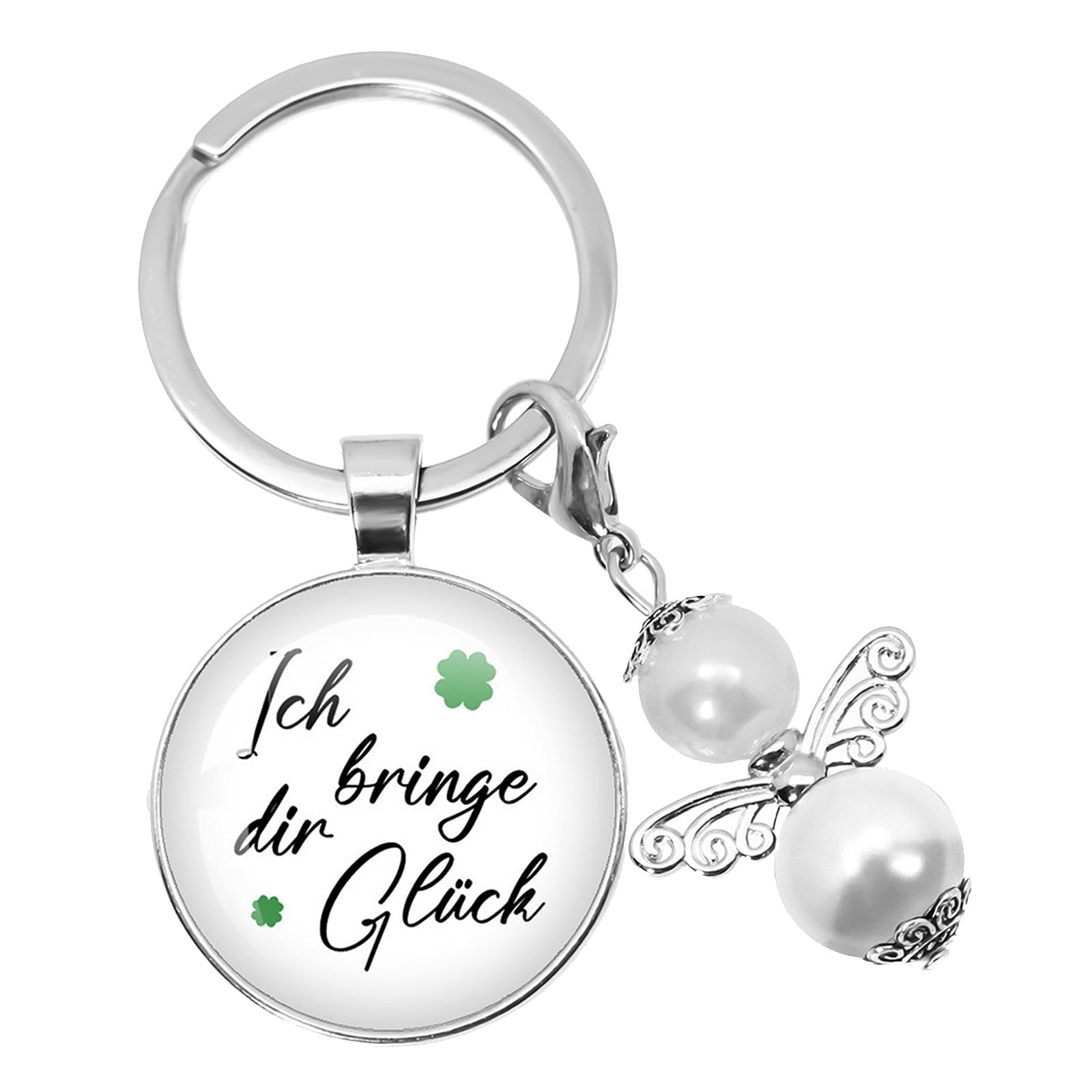 Schutzengel Schlüsselanhänger Mit Kleeblatt – Glücksbringer, Mutmacher, Geschenkbox