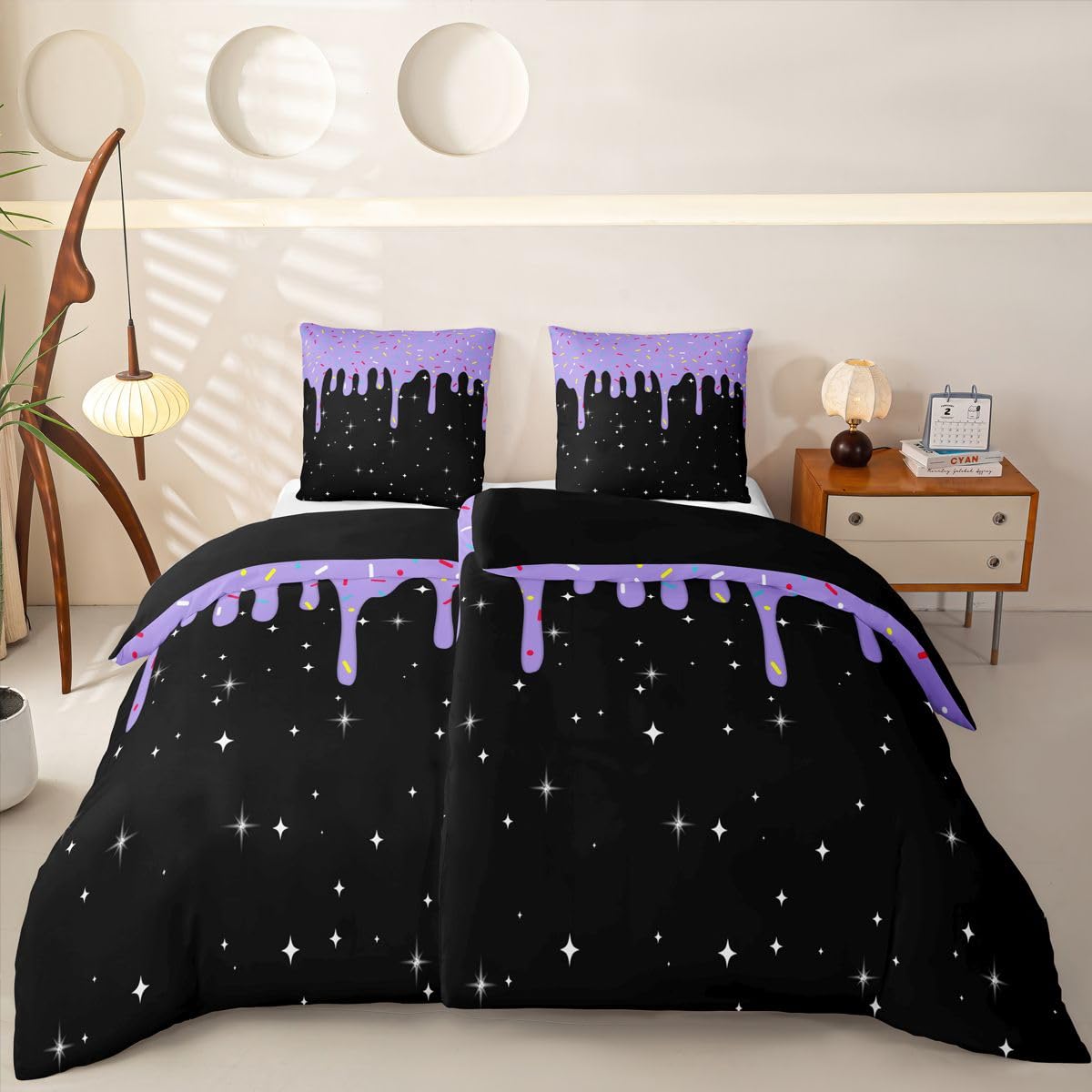 Homewish Veilchentes EIS Tropf Bettwäsche Set 135x200 4teilig
