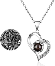 1 Piece Couple Necklace, Projection Pendant Necklace I Love You Necklace 100 Languages, Love Memory Necklaces Clavicle Necklace Projection Pendants in 100 Languages I Love You, Sterling Silver