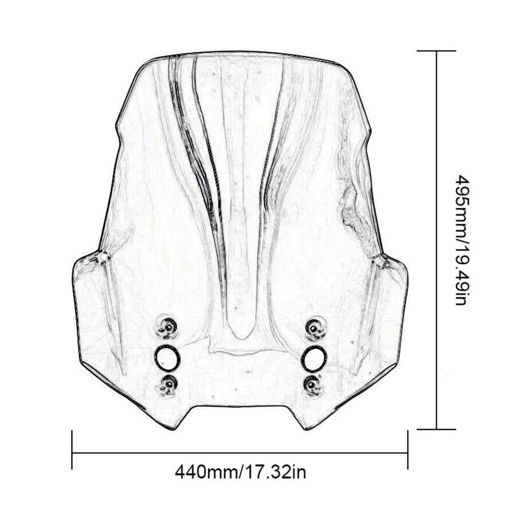 Parabrisas Delantero para 1000 Y 650 (2015-2018), Deflectores De Aire, Motor Parabrisas Motocicleta Carenado(Light Smoke)