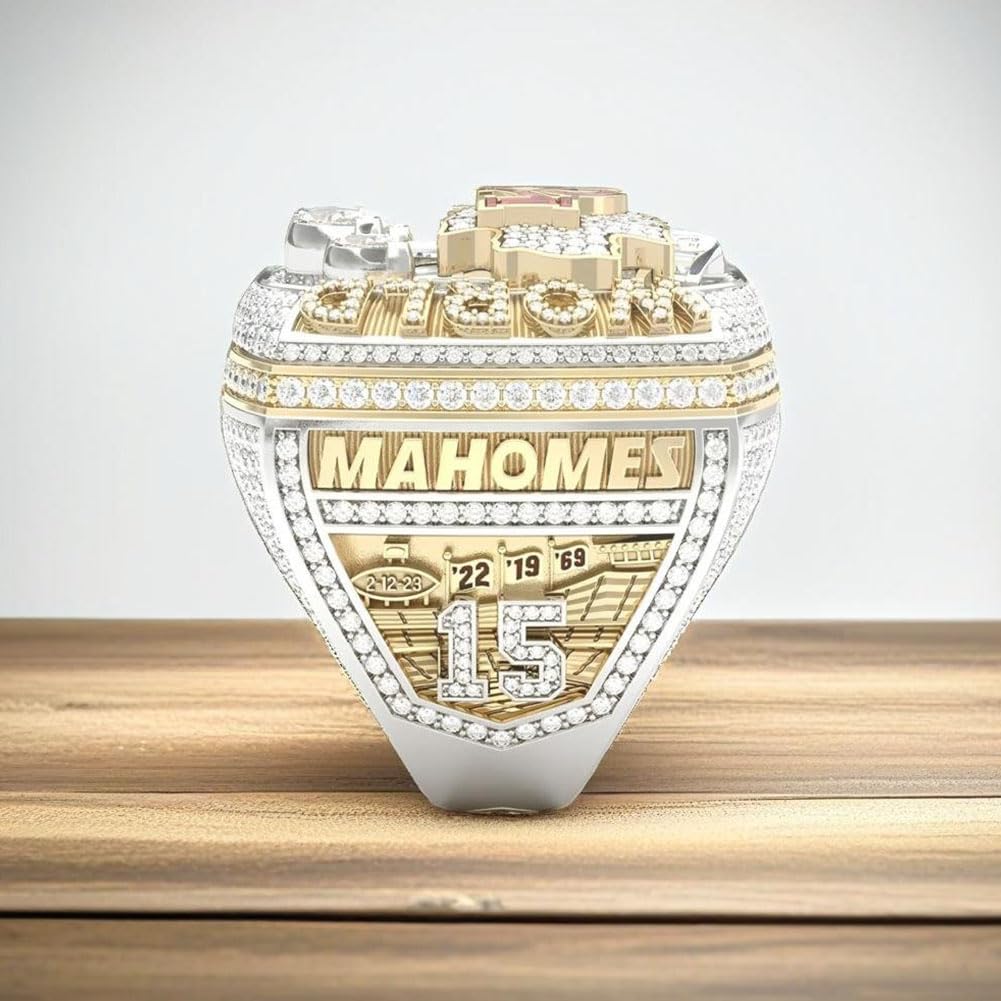 57. Rugby-Meisterschaftsring, Super Bowl KC Champions Ring, Holz-Geschenkbox, Sammler-Erinnerungsstücke