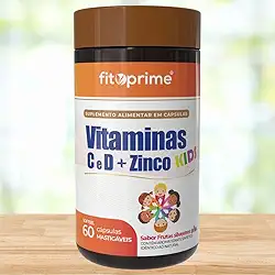 Vitaminas C, D e Zinco Kids Fitoprime 60 Cápsulas Mastigáveis Sabor Frutas Silvestres