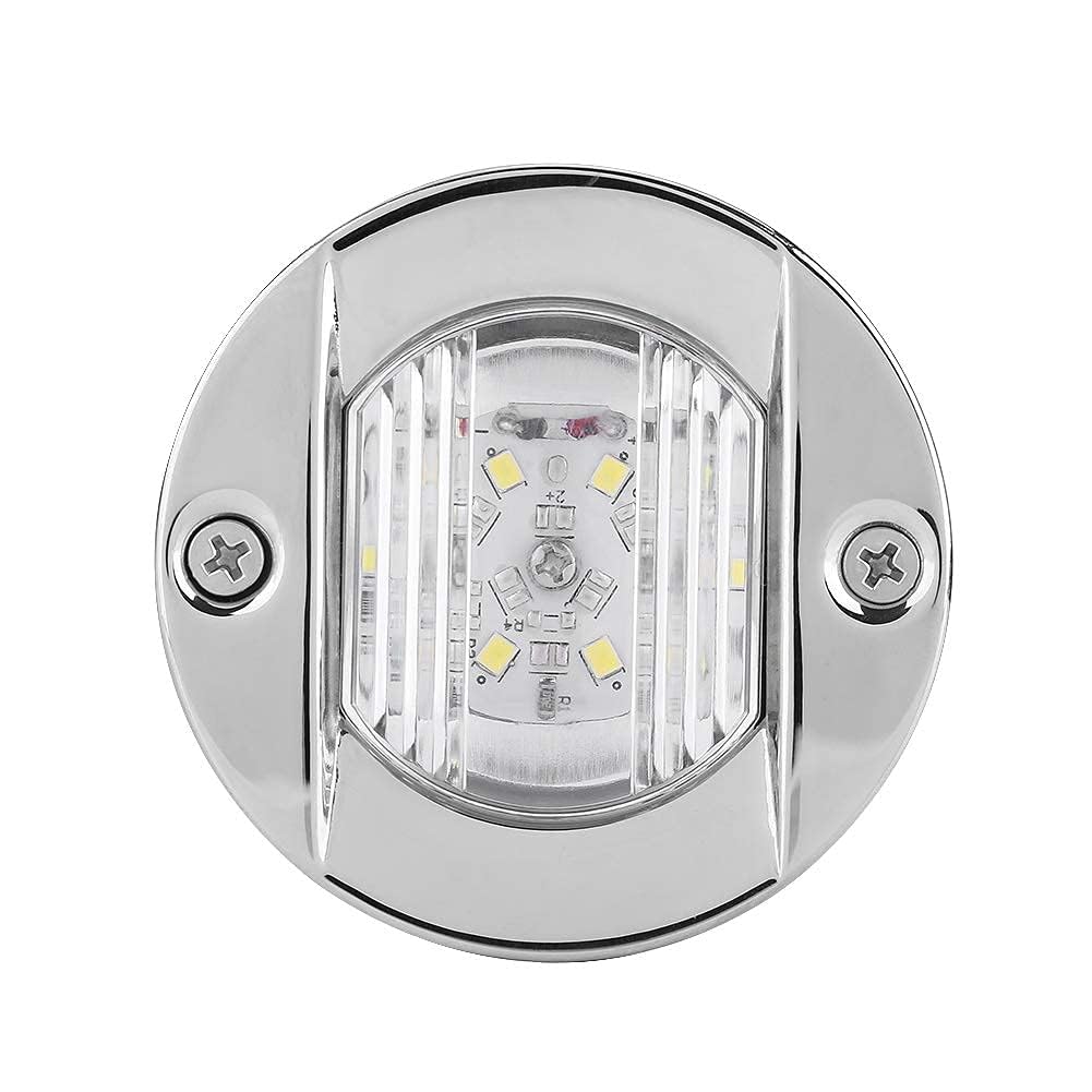 EVGATSAUTO Luce di poppa a LED, luce di poppa impermeabile, LED bianco di poppa per barca marina rotonda 12V, luce di navigazione di poppa in acciaio inossidabile