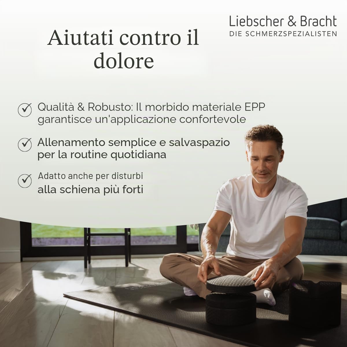 Liebscher & Bracht L'originale attrezzo per la schiena con scanalatura per la colonna vertebrale e regolabile in altezza, prodotto in Germania, per esercizi di applicazione, colore nero