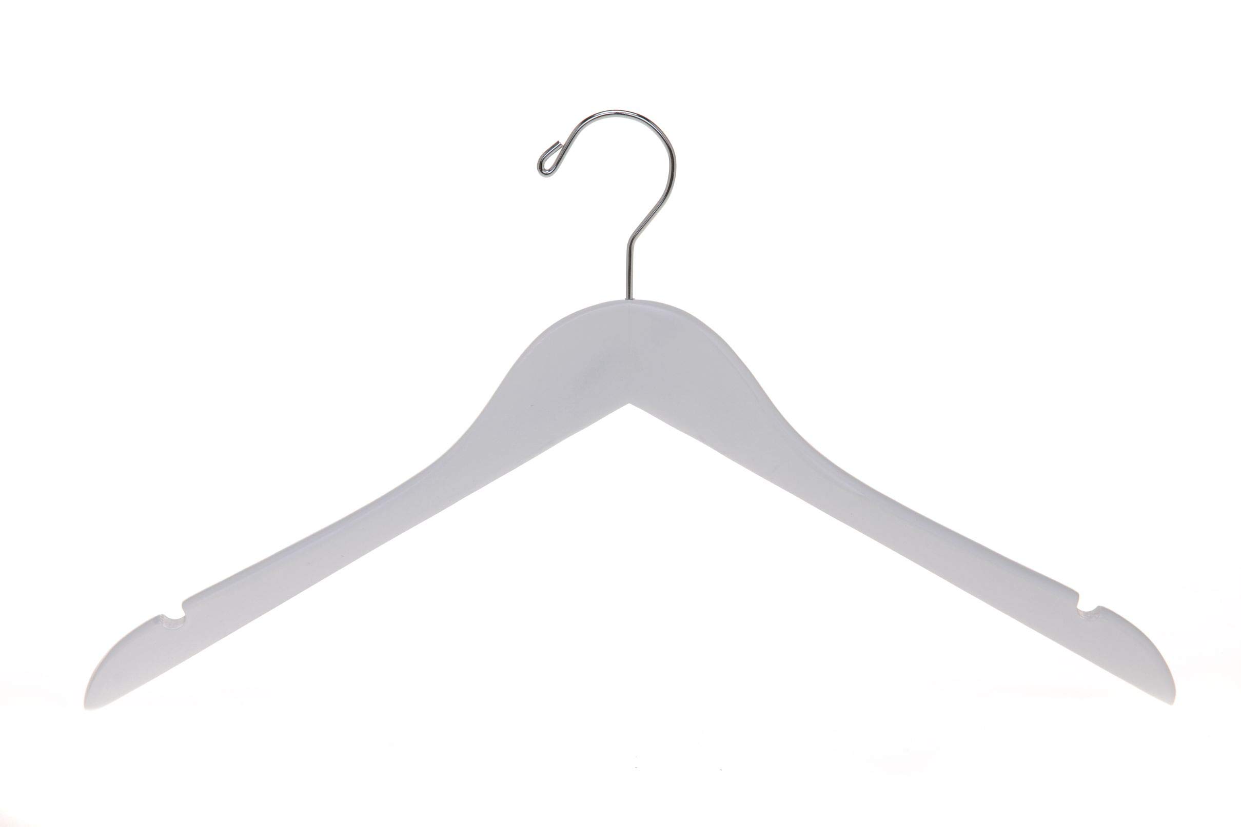 Quality Hangers Kleiderbügel aus Holz, halbgebogen, glatte Oberfläche, Massivholz, mit Drehhaken, perfekt für Jacken, Hosen, Kleiderbügel, Weiß, 20 Stück