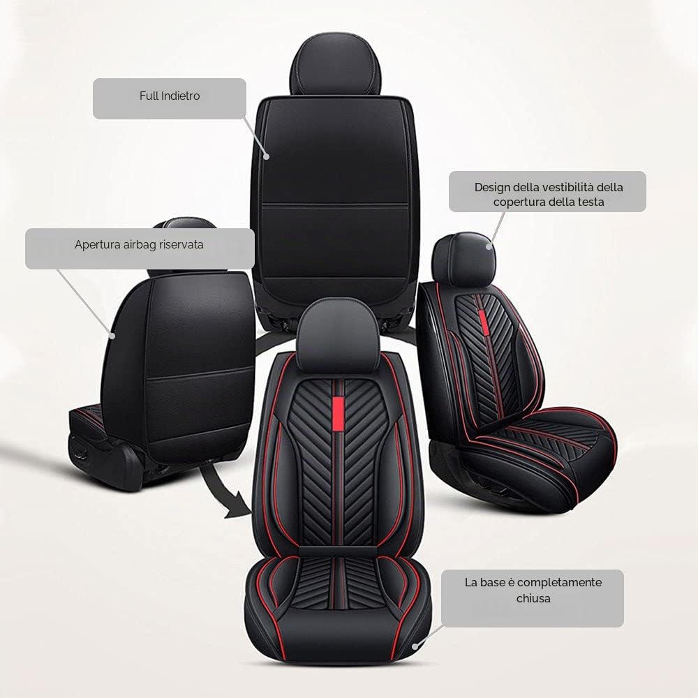 Copri Sedile Auto Universale Per VW Volkswagen Golf 6 GTI Golf 7 Golf 7 GTI Golf Tdi Golf, PU Pelle， Impermeabile Traspirante，Airbag Amichevole，Imbottitura Spessa(Black yellow)