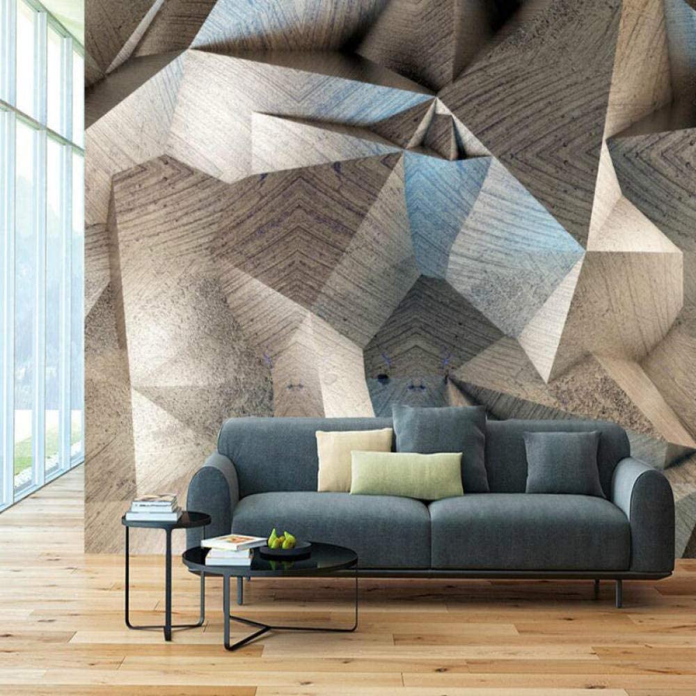 Moderno 3D Stile Industriale Geometrico Grigio Carta Da Parati Adesivi Murali Stick E Peel Carta Da Parati Rimovibile Murale Per Soggiorno Ufficio Ristorante Dell' 350 (larghezza) x 256 (altezza) cm