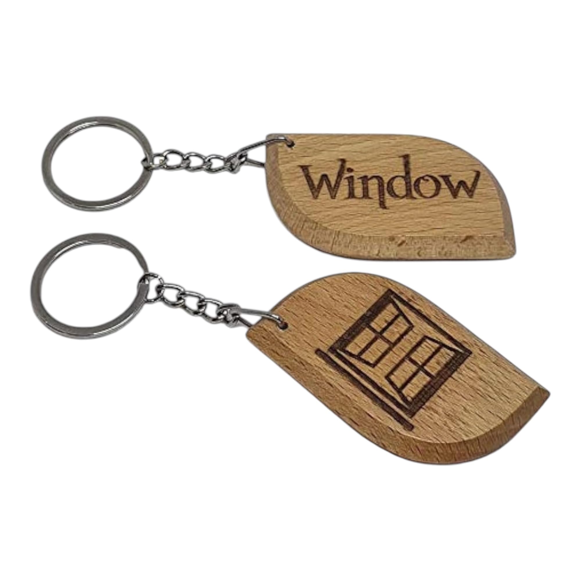 S M Gift Shop Window Key Fob Engraved Wooden Keyring Keychain Made to Last