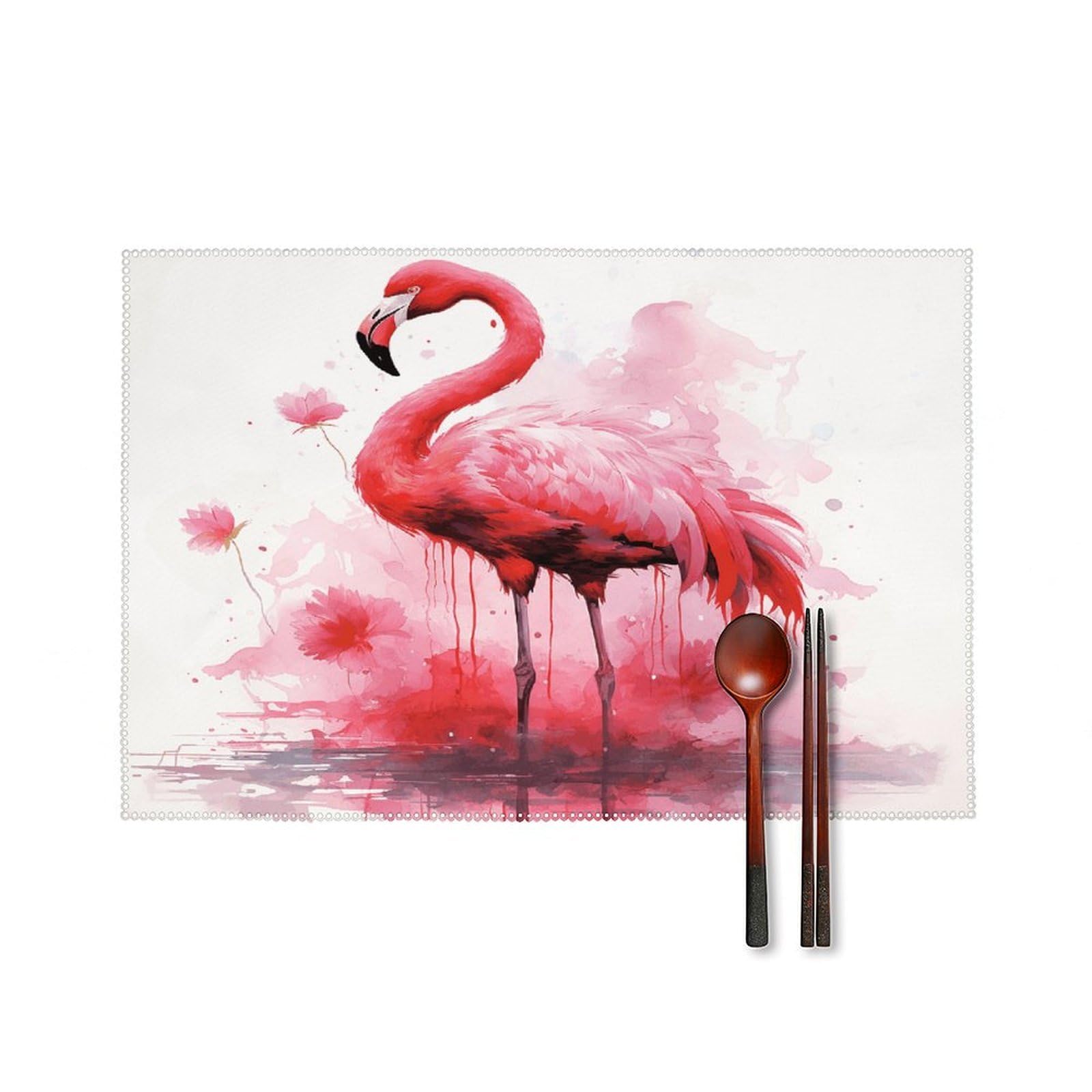 Fodpand Style Flamingo Watercolor Placemats Set Of 4 Place Mats Table Mats