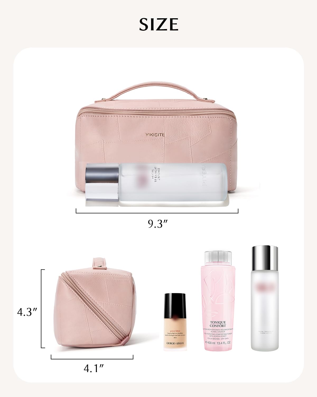 Makeup Bag Cosmetic Organizer with Divider and Handle