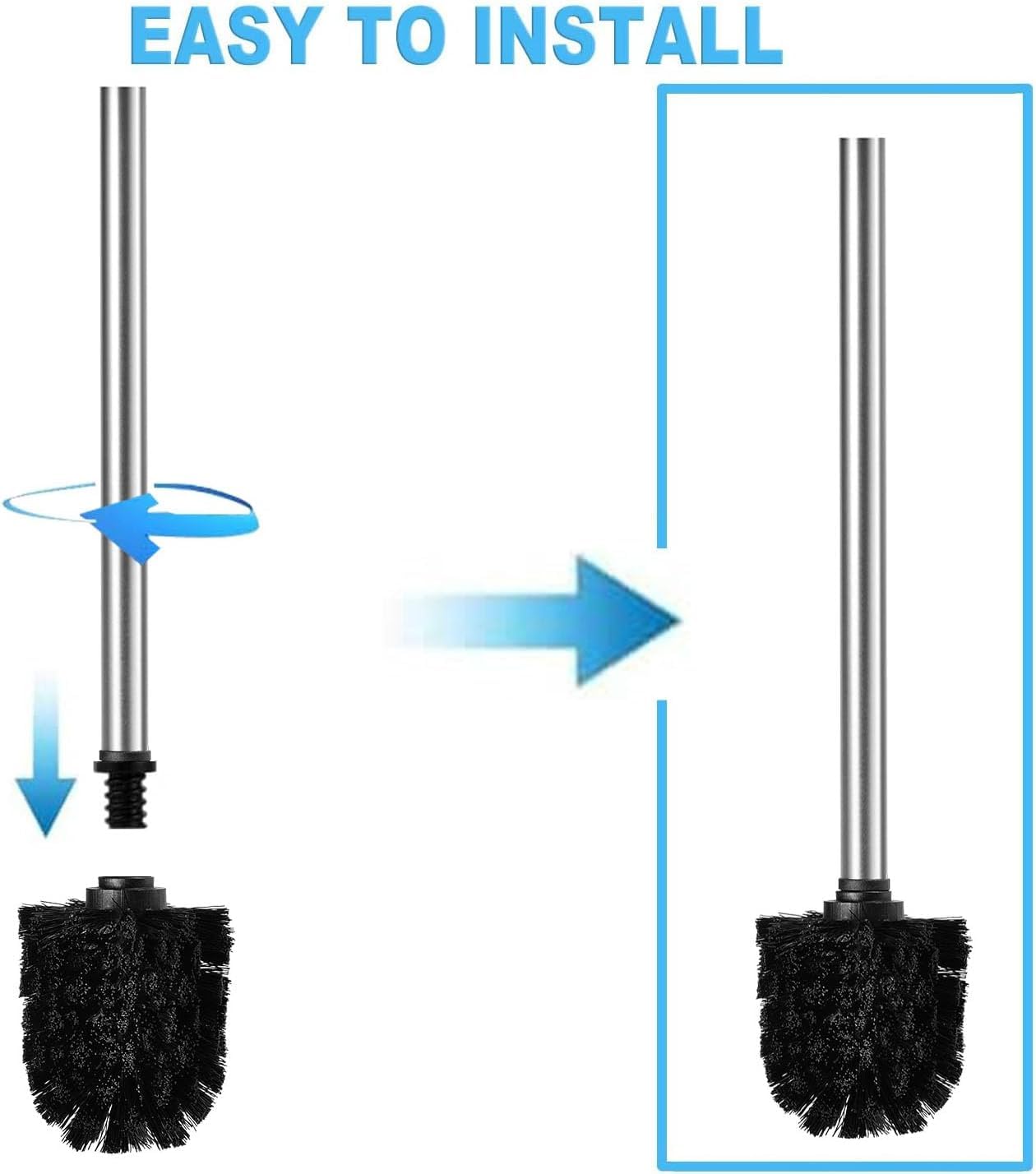 Scopino WC In Silicone - 2 Testine, Manico Acciaio Inox, Diametro 7cm, Facile Pulizia - Foto 2