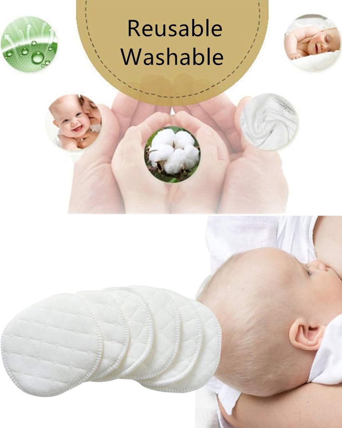 TOZBLEU Pack of 20 Washable Breast Pads, Breast Pads, Reusable Nursing Pads, Anti-Allergic Bras, Protects and Absorbs Milk Leakage - Image 4